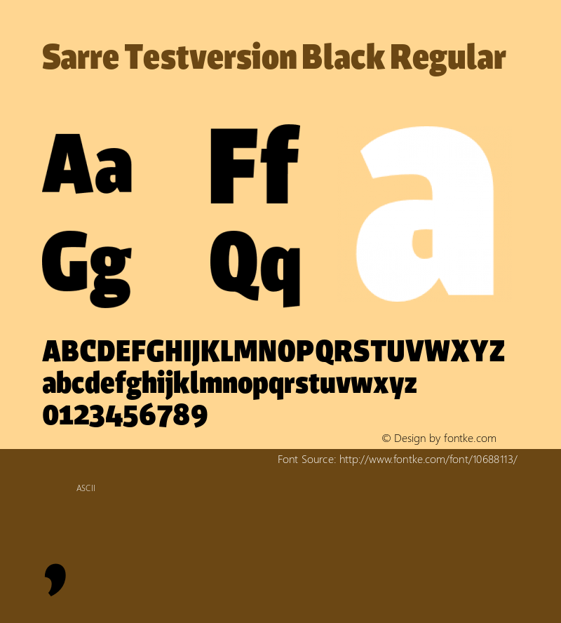 Sarre Testversion Black Regular Version 1.000;PS 001.000;hotconv 1.0.70;makeotf.lib2.5.58329 Font Sample