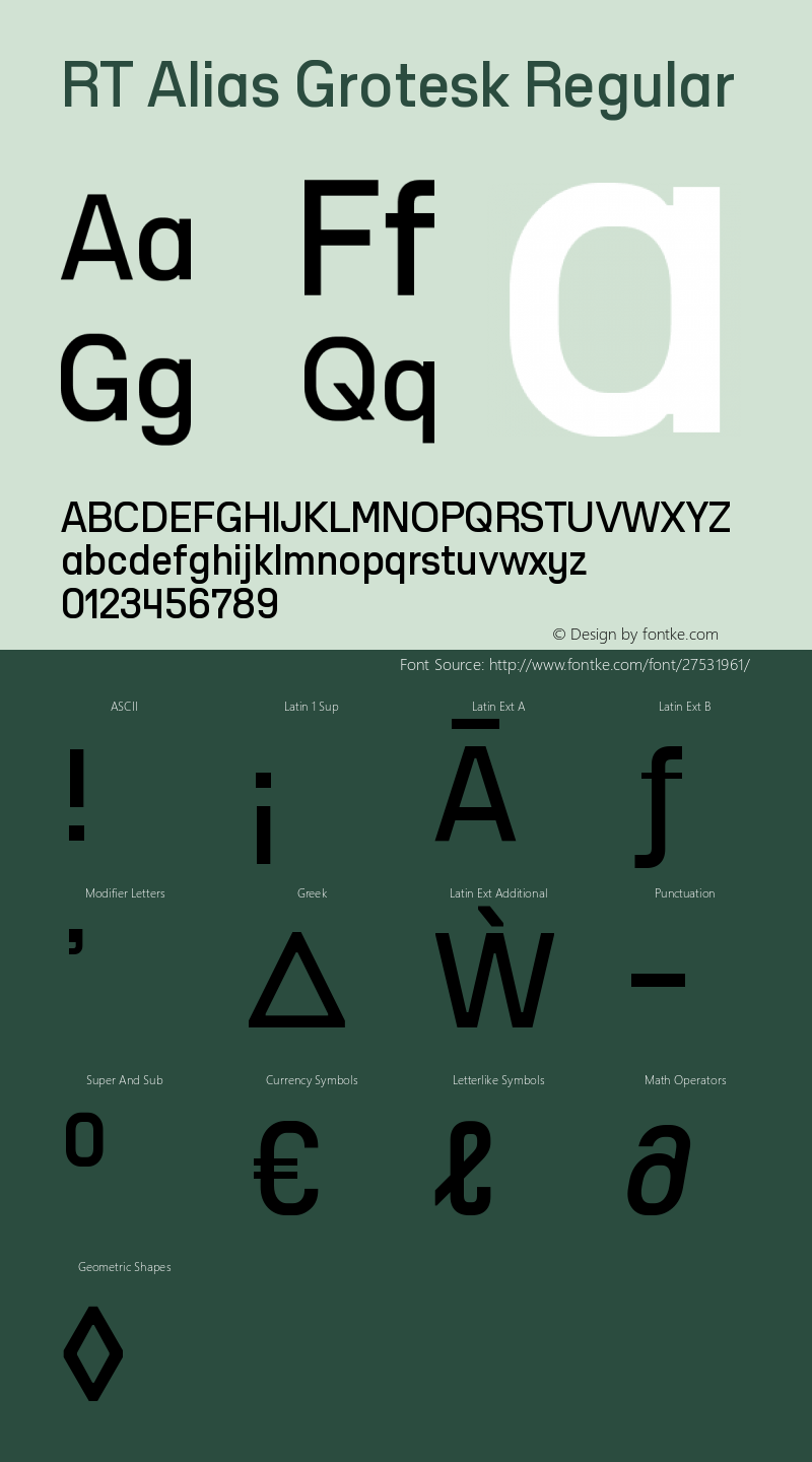 RT Alias Grotesk Regular Version 1.000;PS 001.000;hotconv 1.0.88;makeotf.lib2.5.64775 Font Sample