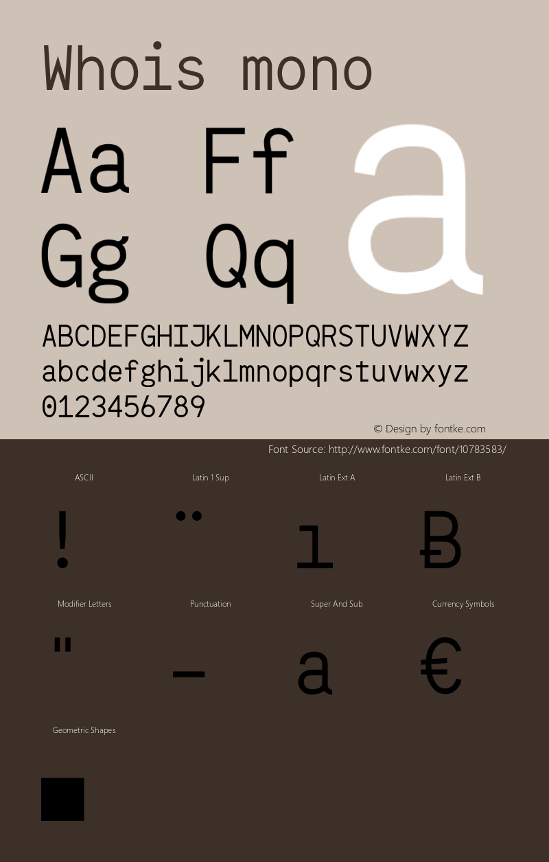 Whois mono Version 001.000 Font Sample