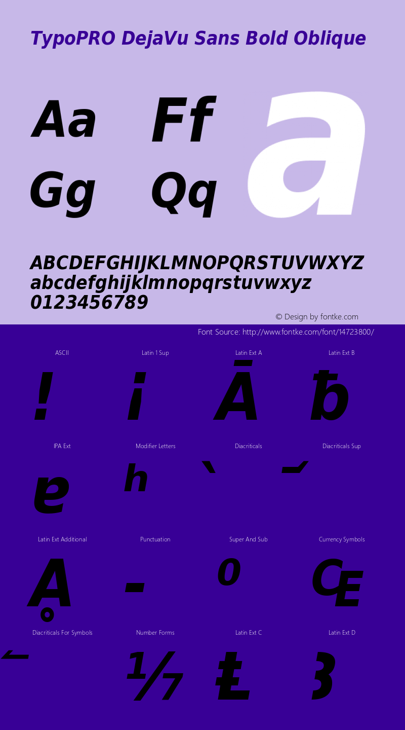 TypoPRO DejaVu Sans Bold Oblique Version 2.34 Font Sample