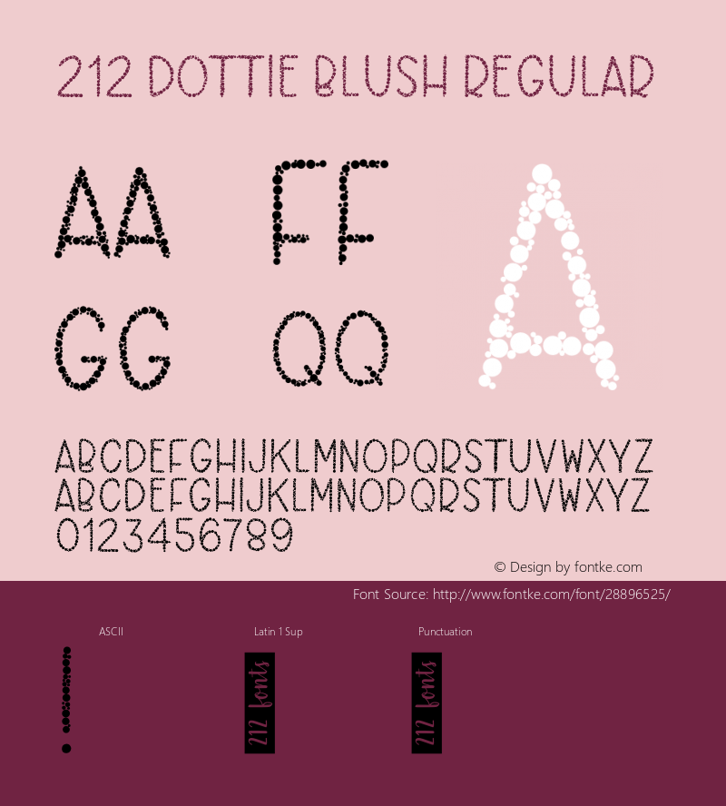 212 Dottie Blush Version 1.00;March 19, 2019;FontCreator 11.5.0.2430 64-bit Font Sample