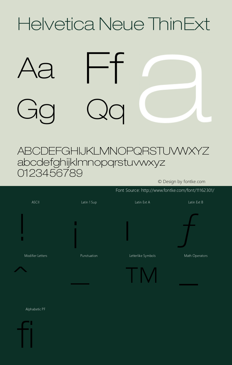 Helvetica Neue ThinExt Version 001.000 Font Sample