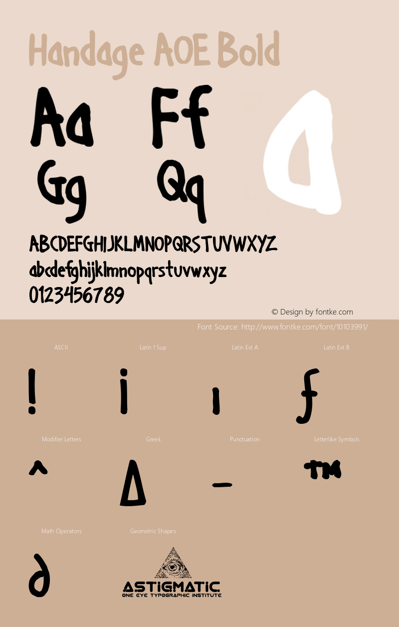 Handage AOE Bold Macromedia Fontographer 4.1.2 4/20/02 Font Sample