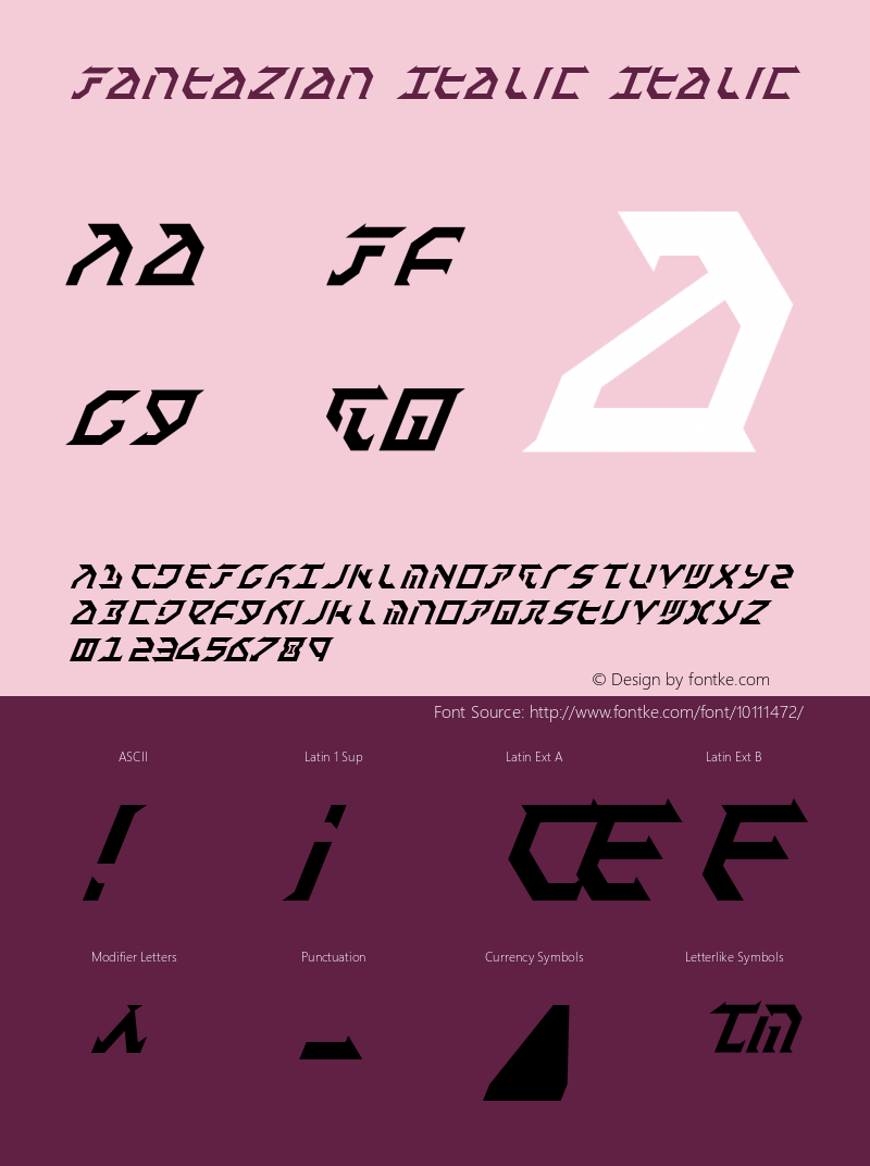 Fantazian Italic Italic 1 Font Sample