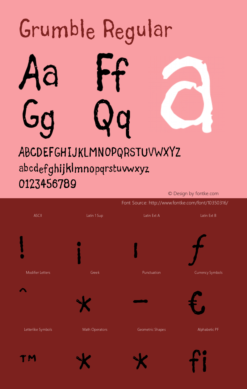 Grumble Regular Version 1.000 Font Sample