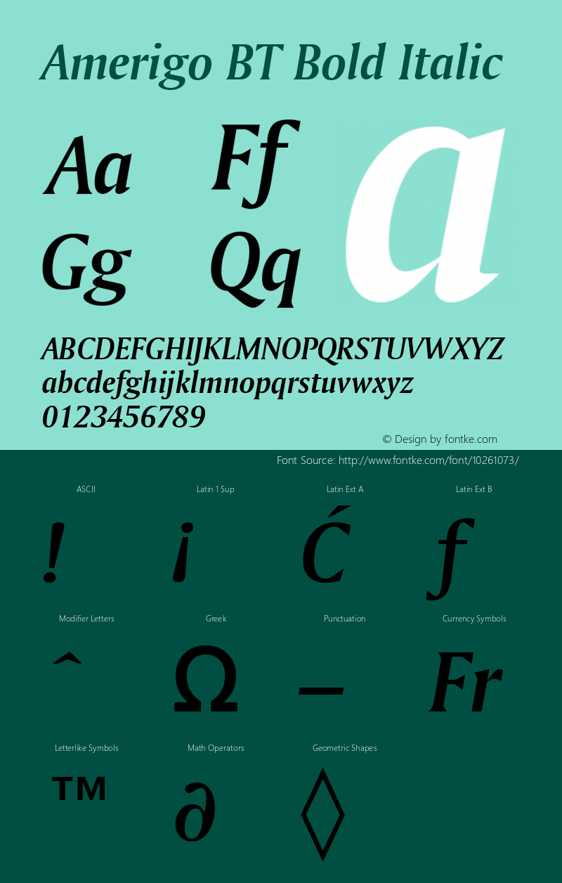 Amerigo BT Bold Italic mfgpctt-v1.53 Monday, February 1, 1993 12:13:20 pm (EST) Font Sample