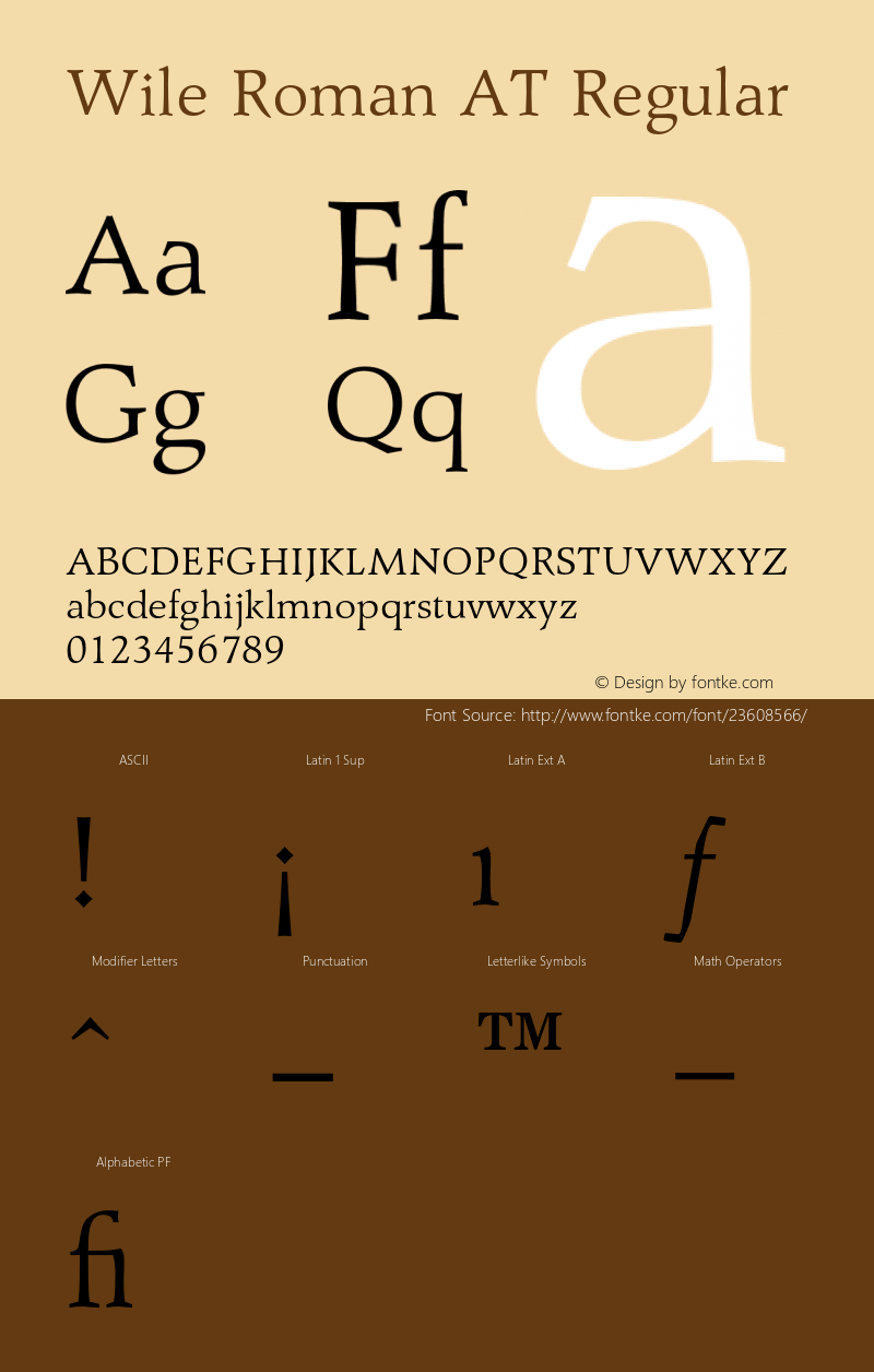 Wile Roman AT Regular Version 1.100;PS 001.001;Core 1.0.38 Font Sample