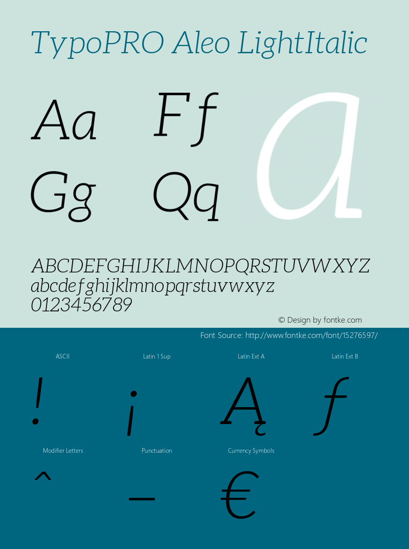 TypoPRO Aleo LightItalic Version 1.1 Font Sample