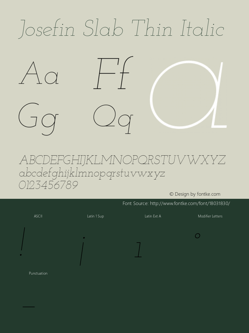 Josefin Slab Thin Italic Version 1.000 Font Sample