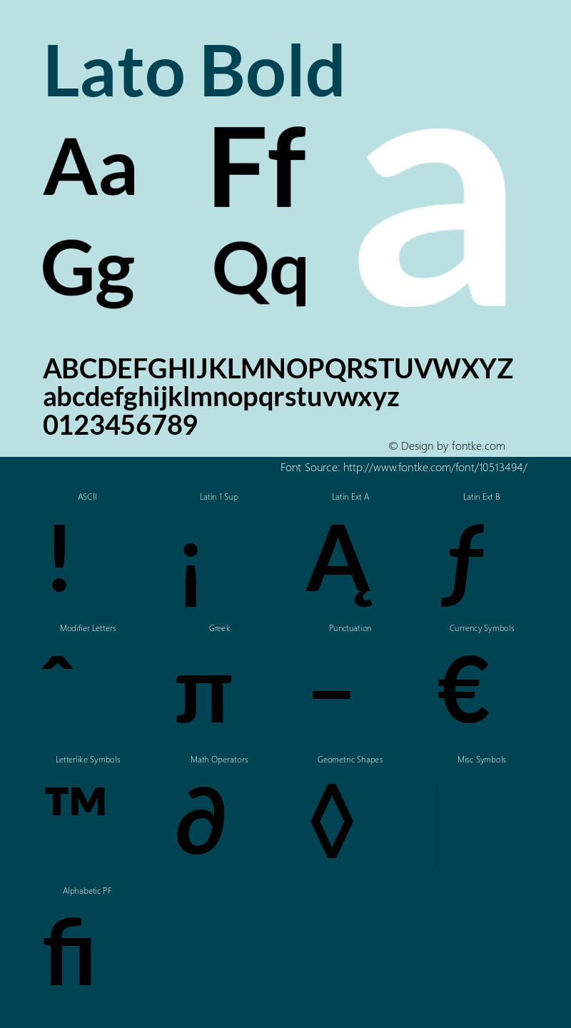 Lato Bold Version 1.100; Western+Polish opensource Font Sample