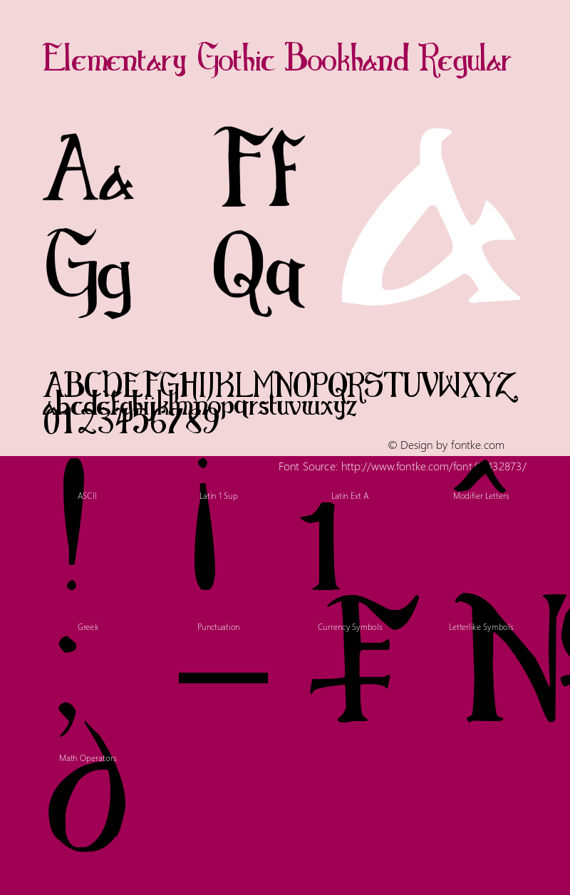 Elementary Gothic Bookhand Regular Version 1.00 April 18, 2012, initial release Font Sample