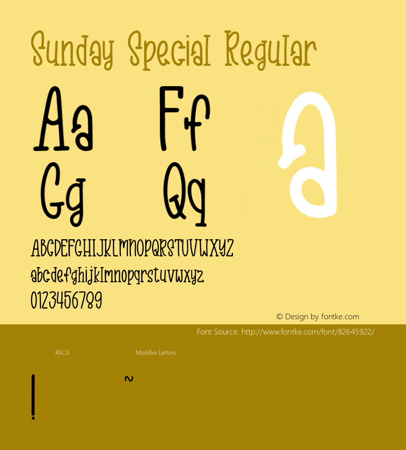 Sunday Special Version 1.000 Font Sample