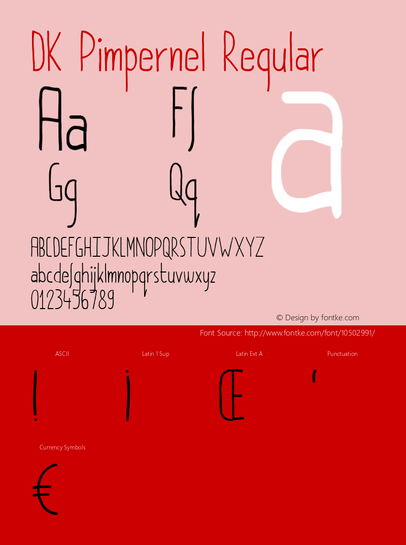 DK Pimpernel Regular Version 1.000 Font Sample