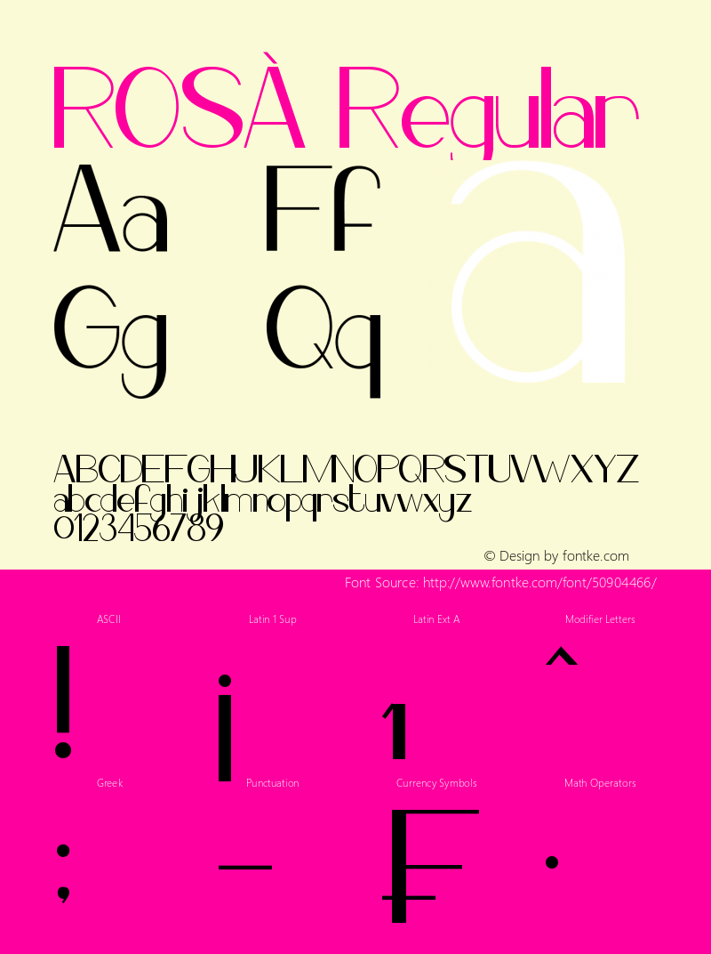 ROSÀ Version 1.00;June 21, 2019;FontCreator 11.5.0.2430 64-bit Font Sample