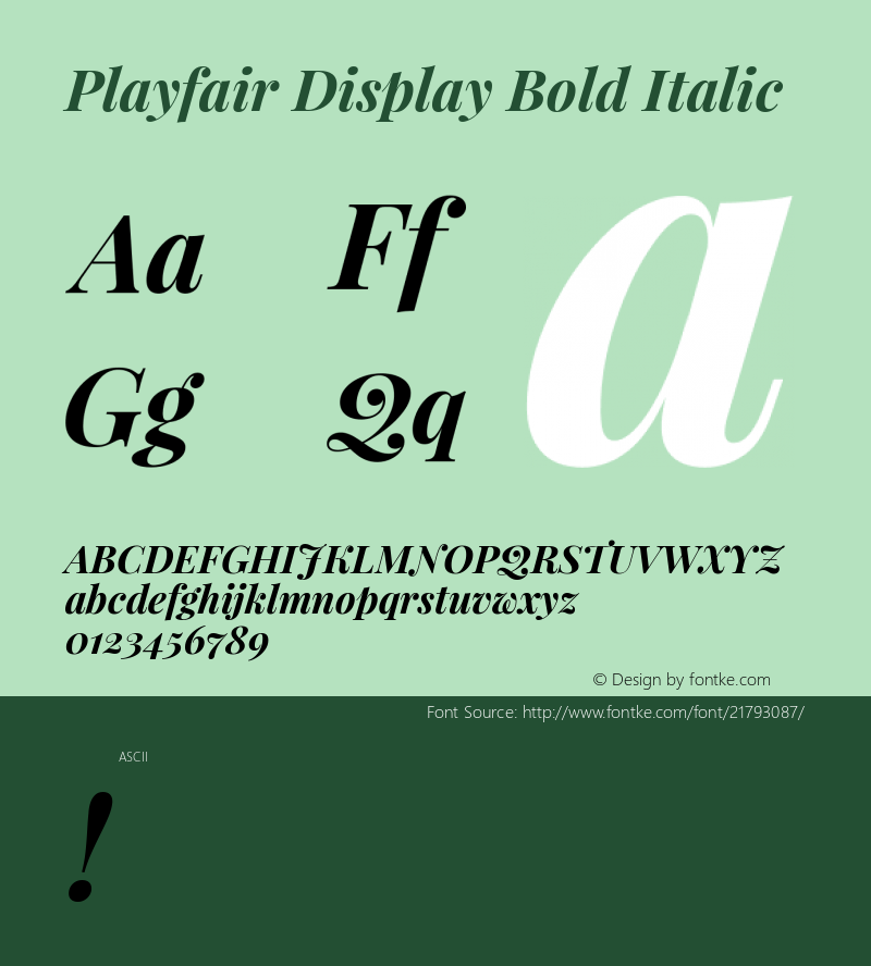 Playfair Display Bold Italic  Font Sample