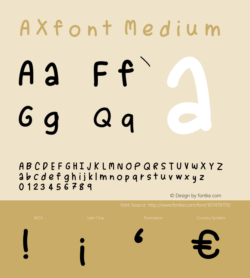 AXfont Version 001.000 Font Sample