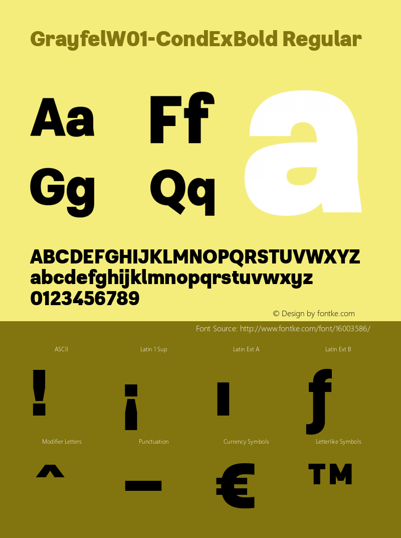 GrayfelW01-CondExBold Regular Version 1.00 Font Sample