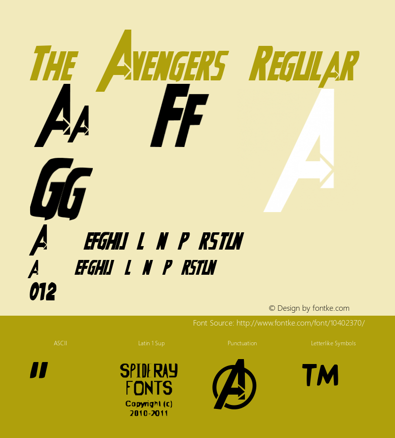 The Avengers Regular Version 1.006 Font Sample