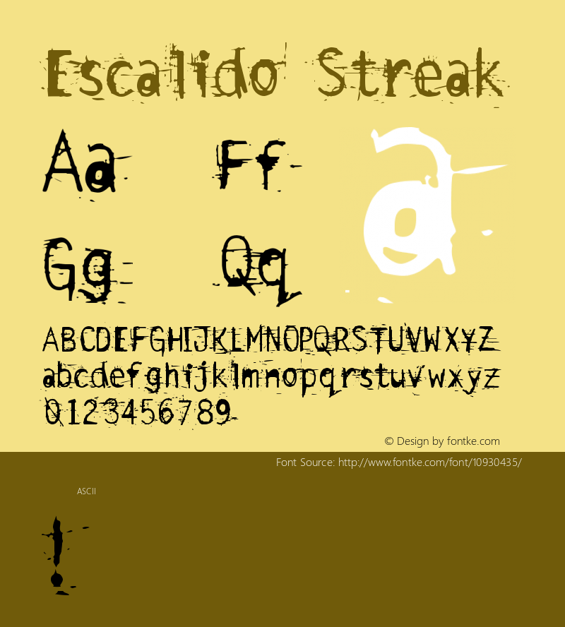 Escalido Streak Version 001.000 Font Sample