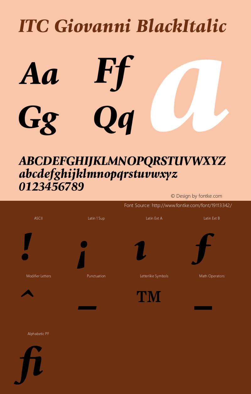 ITC Giovanni Black Italic Version 001.000 Font Sample