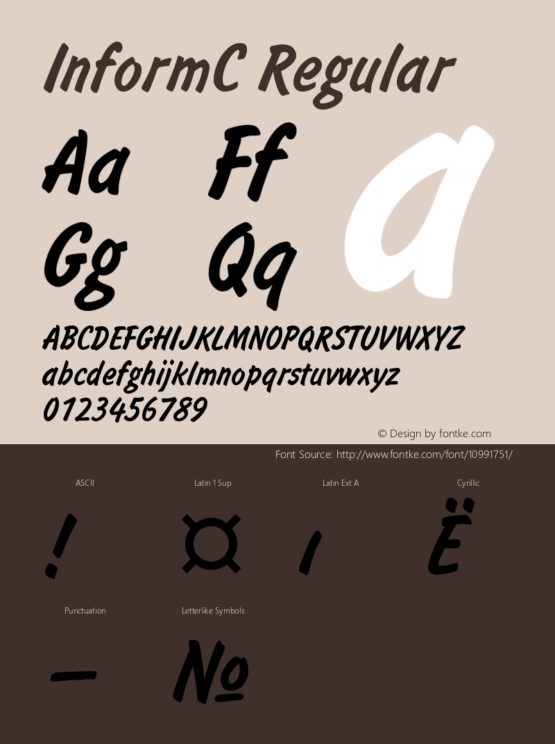 InformC Regular Version 001.000 Font Sample