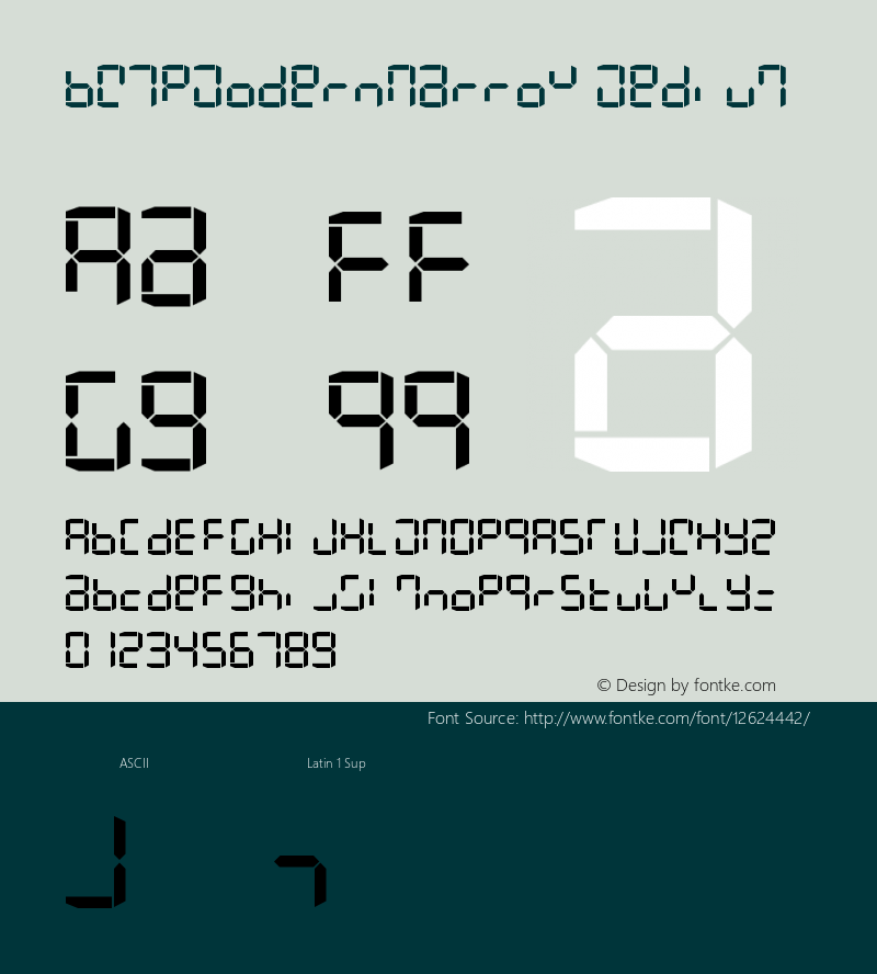 BW7pModernNarrow Medium Version 001.000 Font Sample