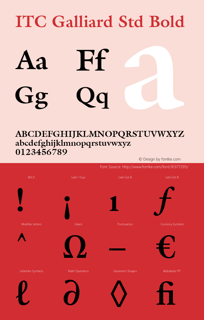 ITC Galliard Std Bold OTF 1.018;PS 001.002;Core 1.0.31;makeotf.lib1.4.1585 Font Sample