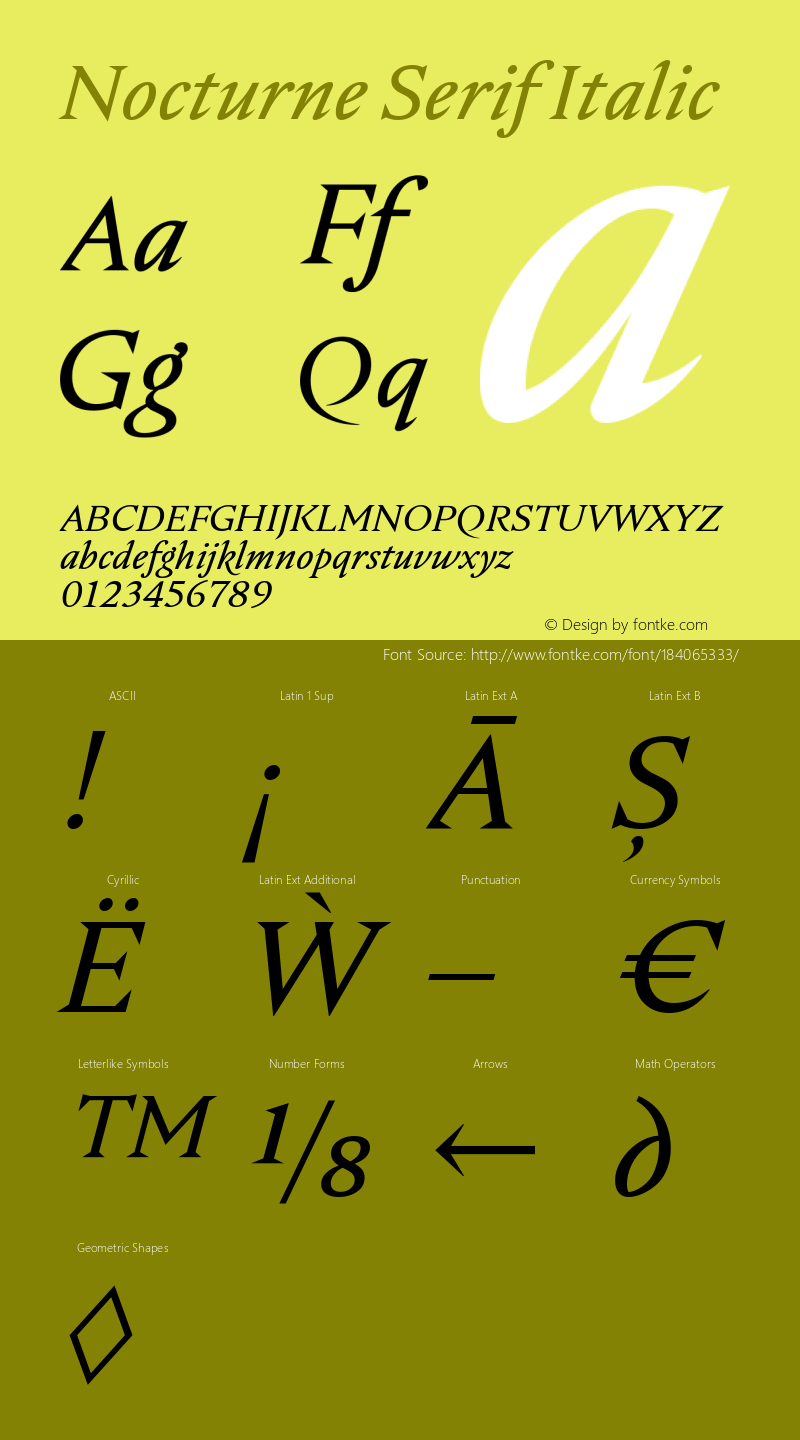 Nocturne Serif Italic Version 1.000;PS 001.000;hotconv 1.0.88;makeotf.lib2.5.64775图片样张