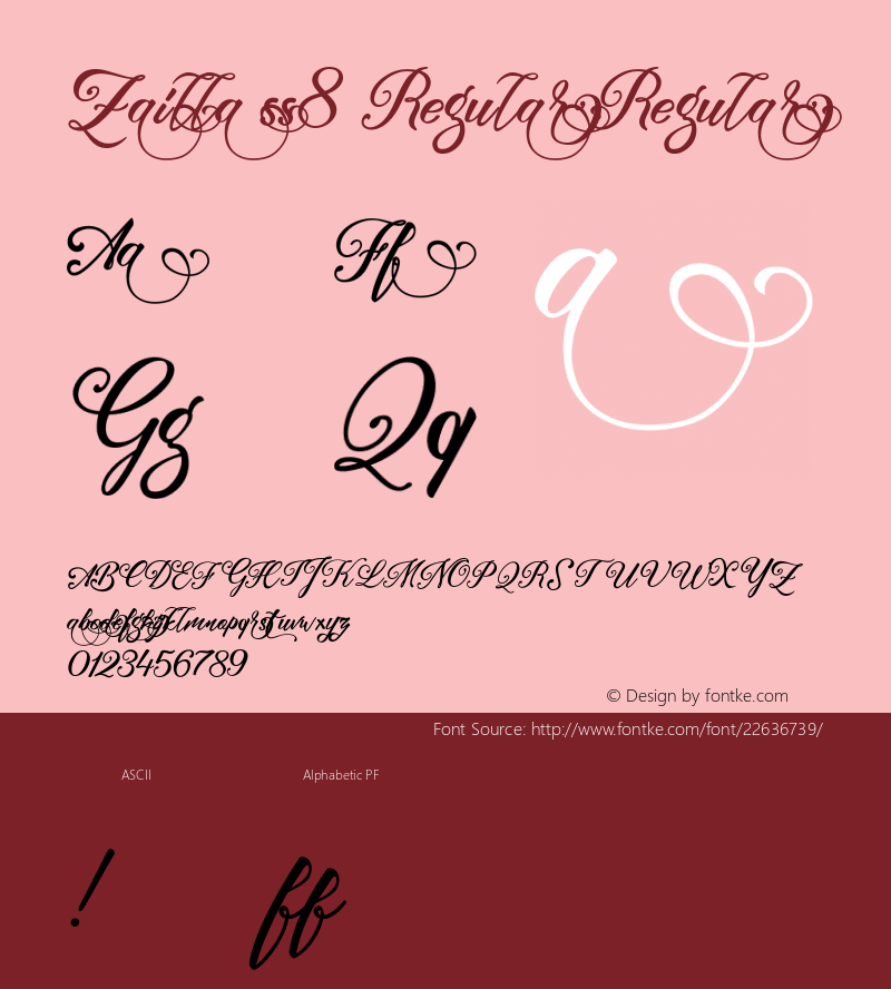 Zailla ss8 Regular Version 1.000 Font Sample