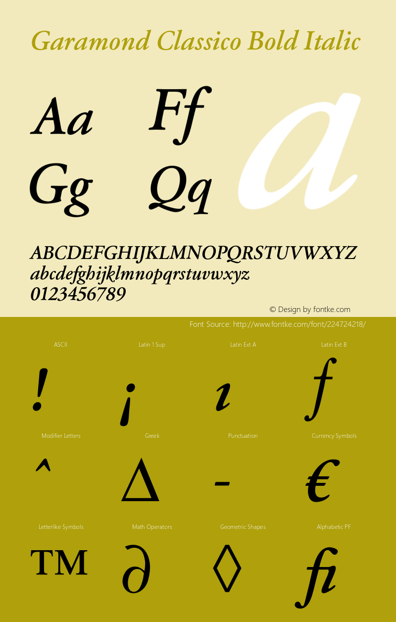 Garamond Classico Bold Italic Version 1.10图片样张