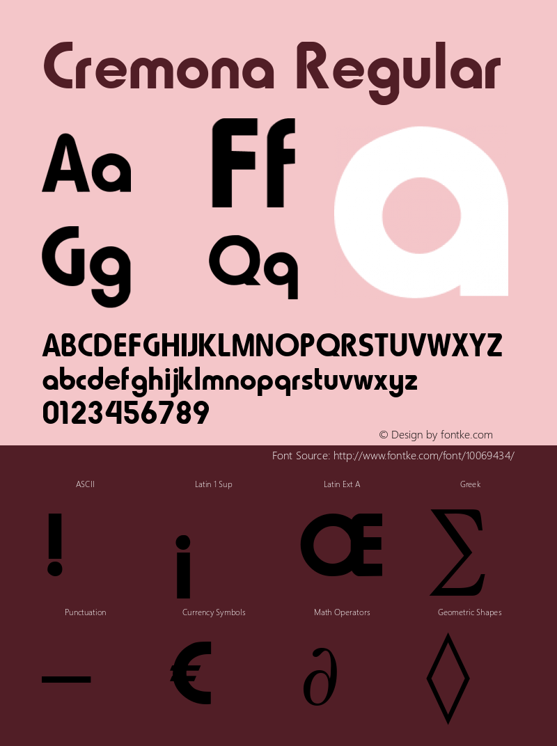 Cremona Regular Brendel            :06.07.1995 Font Sample