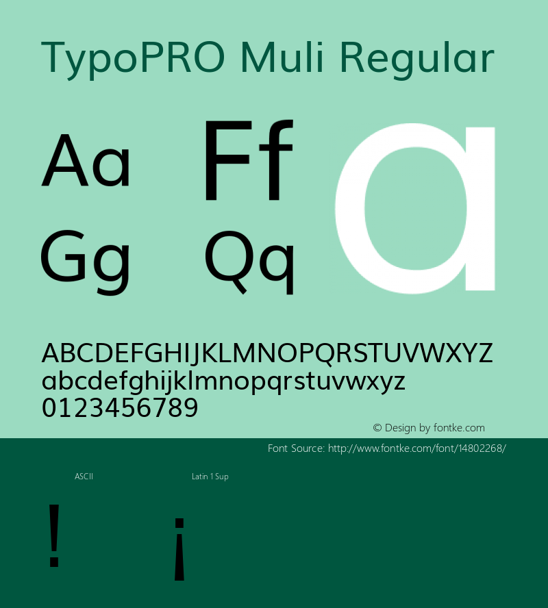 TypoPRO Muli Regular Version 2; ttfautohint (v1.00rc1.6-4cba) -l 8 -r 50 -G 200 -x 0 -D latn -f none -w G Font Sample