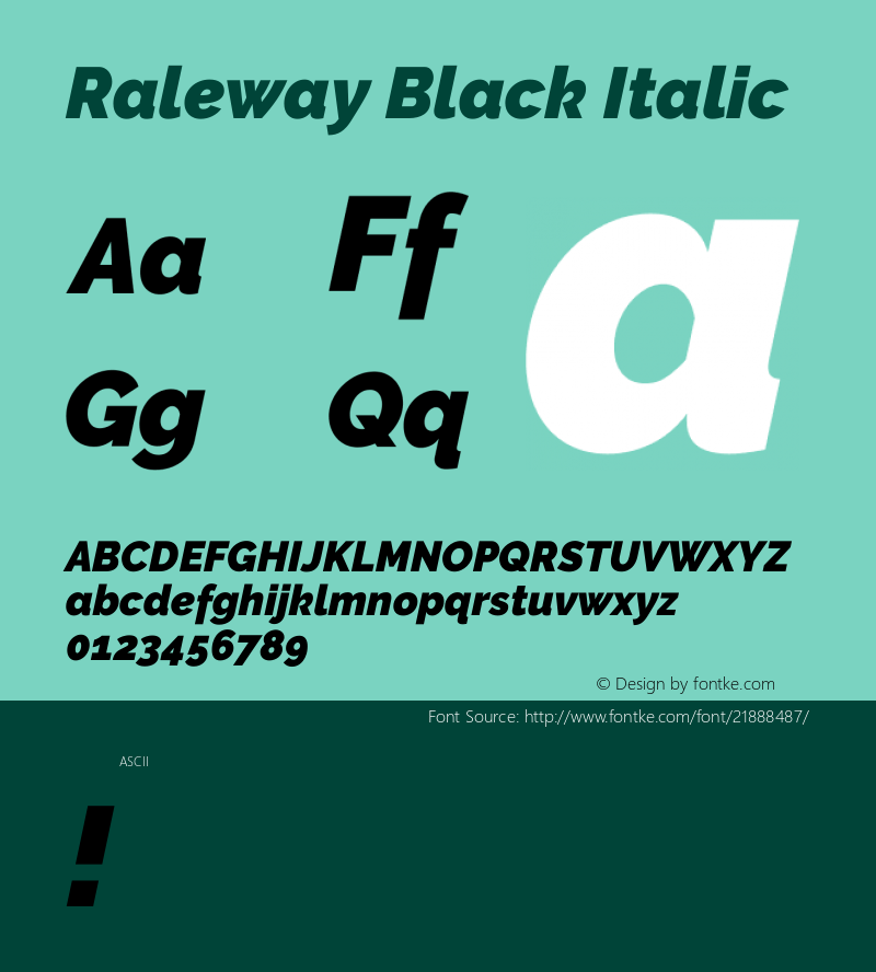 Raleway Black Italic  Font Sample