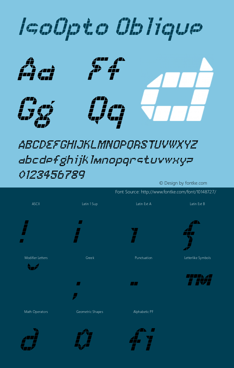 IsoOpto Oblique Version 001.000 Font Sample