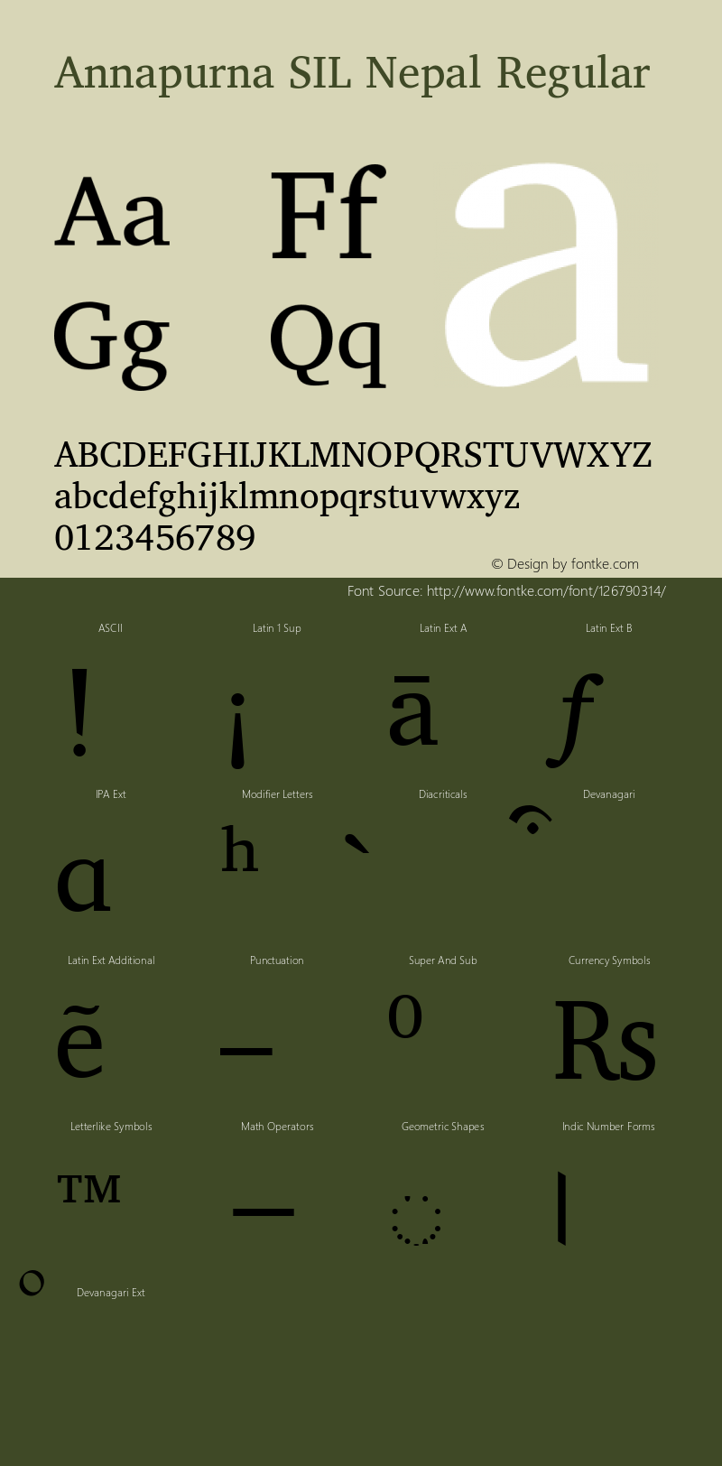 Annapurna SIL Nepal Version 1.204 ; RegionNepal noSS Font Sample