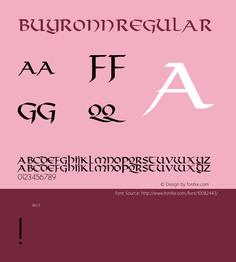 Buyronn Regular Unknown Font Sample