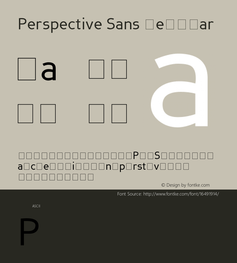 Perspective Sans Regular Altsys Fontographer 4.0 18/1/2001 Font Sample