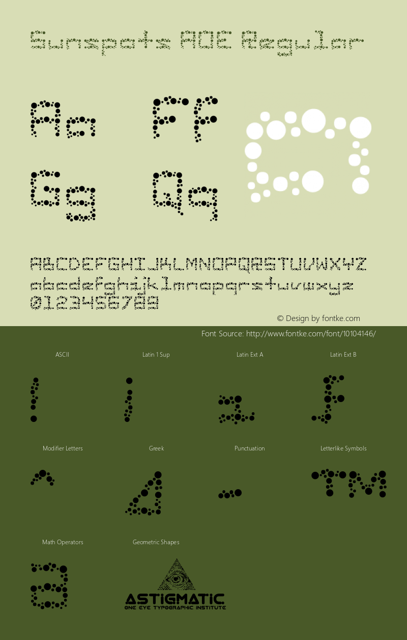 Sunspots AOE Regular Macromedia Fontographer 4.1.2 4/28/02 Font Sample