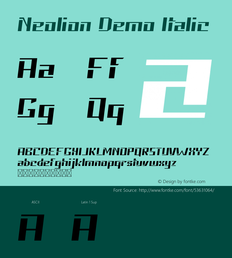 Neolion Demo Italic Version 1.002;Fontself Maker 3.1.2 Font Sample