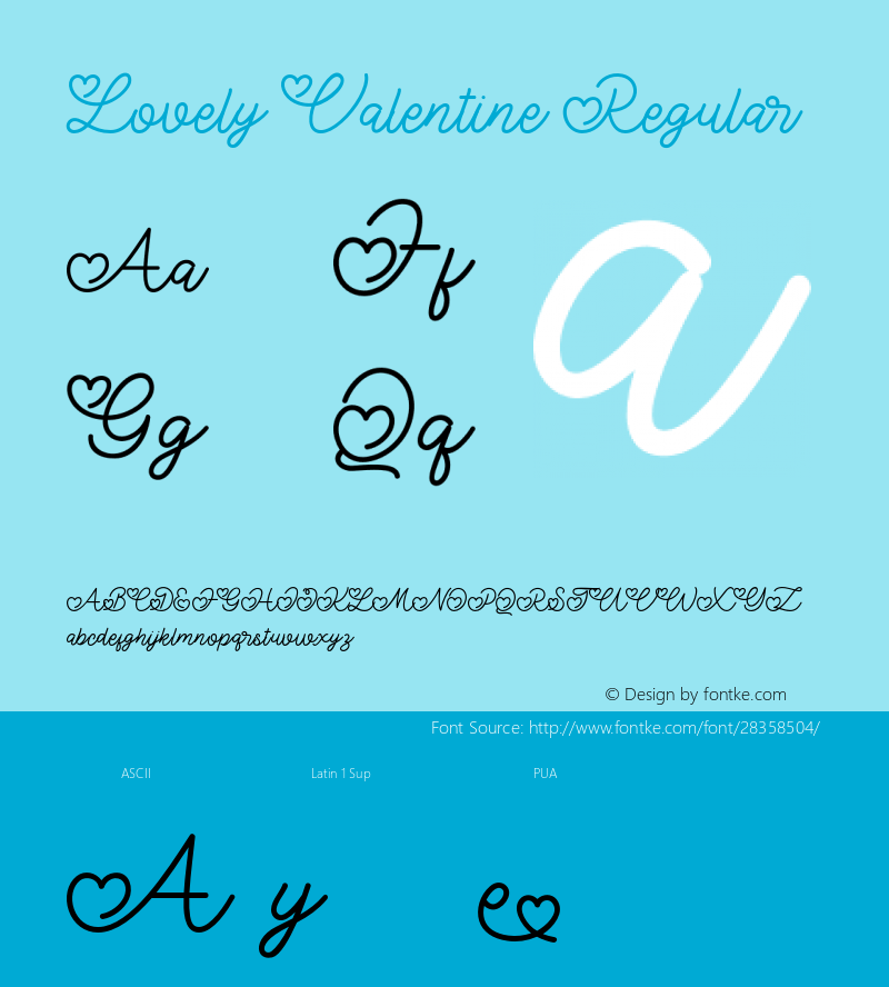 LovelyValentine Version 1.000 Font Sample
