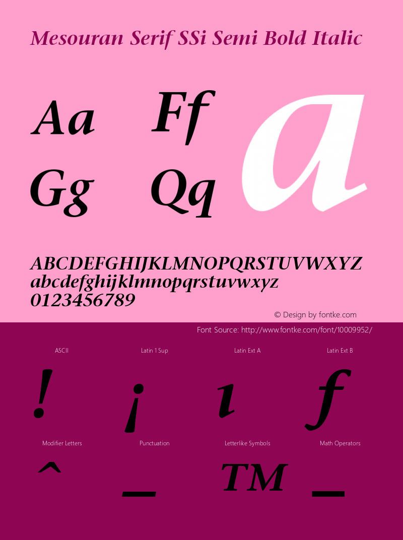 Mesouran Serif SSi Semi Bold Italic 001.000 Font Sample