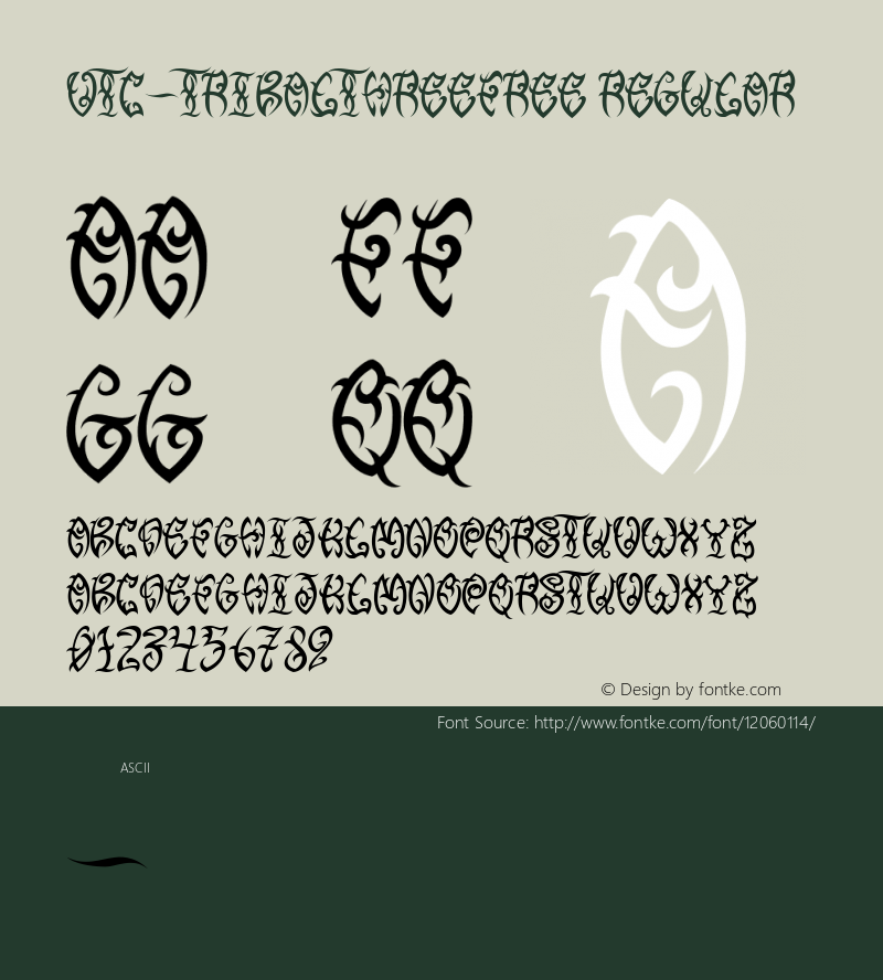 VTC-TribalThreeFree Regular Version 1.000 2010 initial release Font Sample