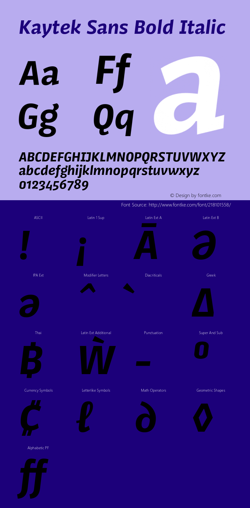 Kaytek Sans Bold Italic Version 1.00, build 6, s3图片样张