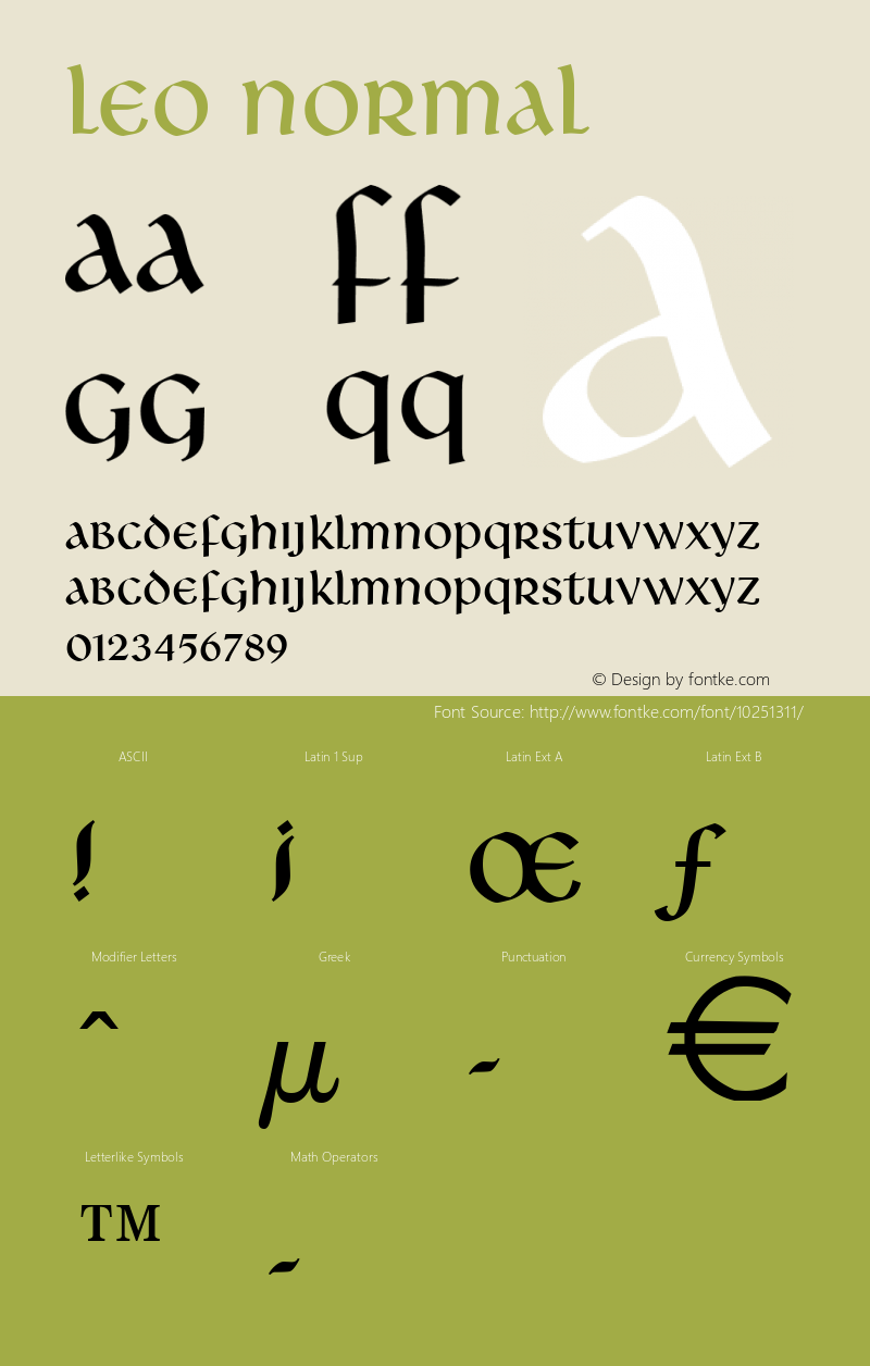 Leo Normal Altsys Fontographer 4.1 5/10/96 Font Sample