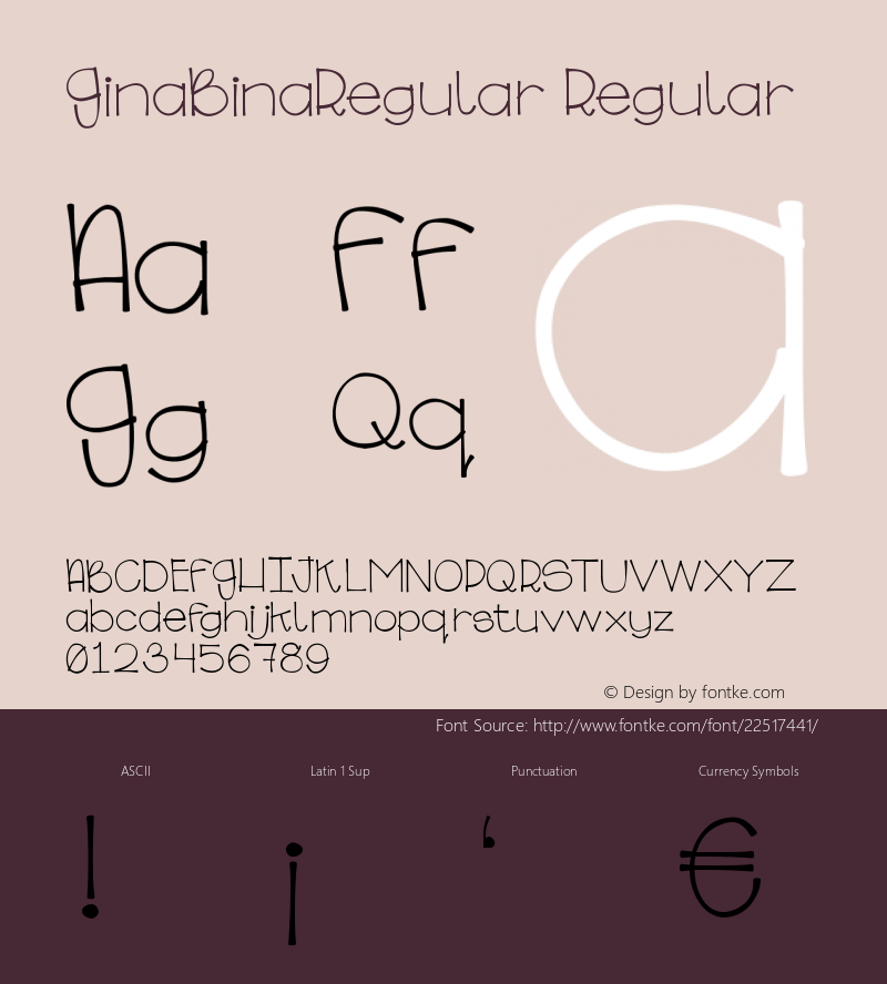 GinaBinaRegular Version 001.000 Font Sample