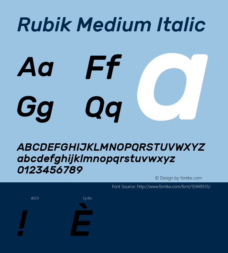 Rubik Medium Italic Version 1.002; ttfautohint (v1.4.1) Font Sample