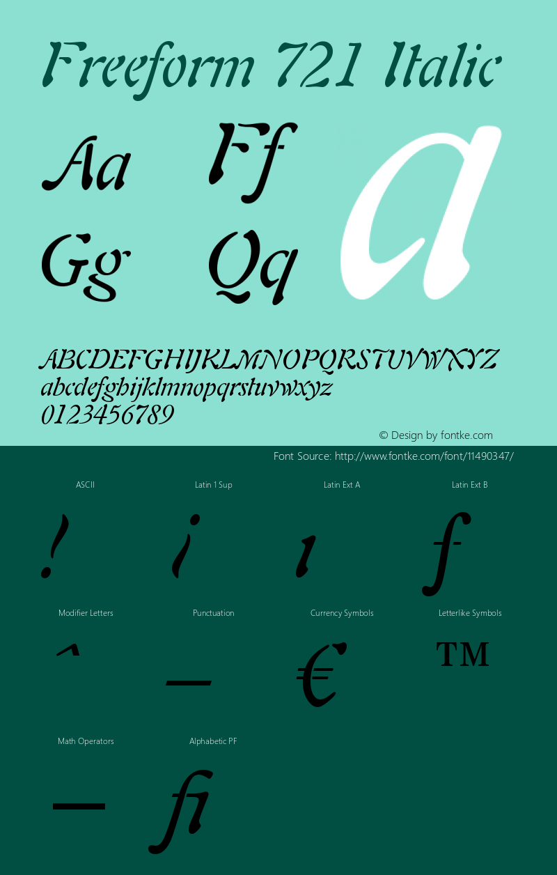 Freeform 721 Italic Version 003.001 Font Sample