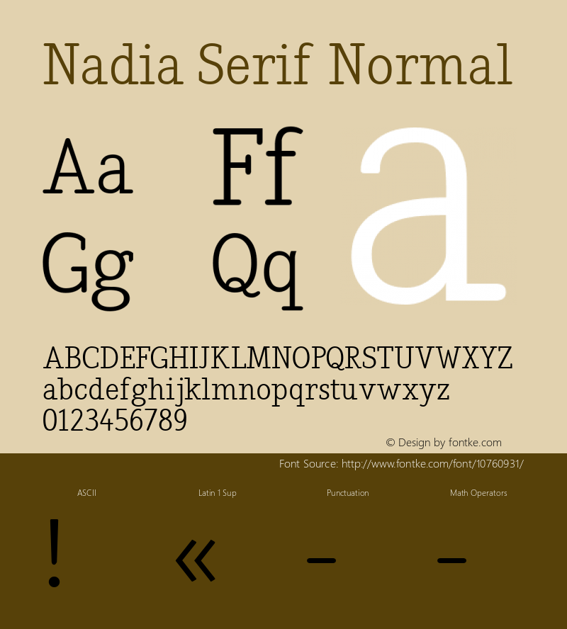 Nadia Serif Normal Macromedia Fontographer 4.1.3 09.07.2002 Font Sample