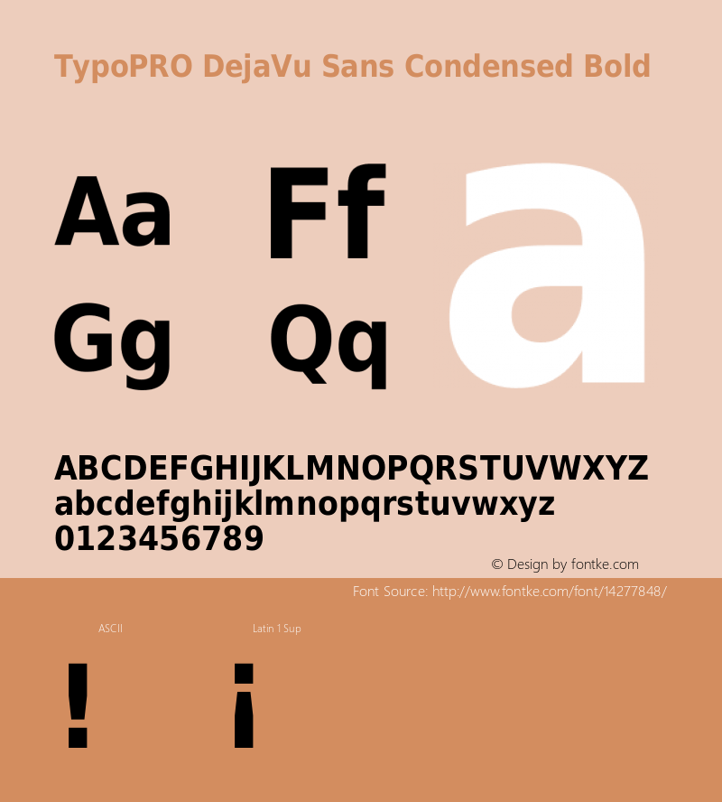 TypoPRO DejaVu Sans Condensed Bold Version 2.34 Font Sample