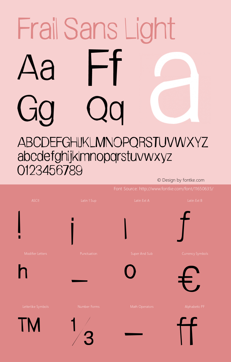 Frail Sans Light Version 1.001 Font Sample